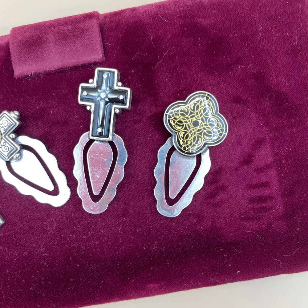 Brighton Silver Tone Metal Women OS Keyring and 3 Cross Bookmarks Set - Picture 4 of 5